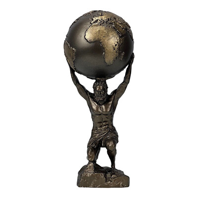 Atlas Titan God Statue Sculpture Figurine Cast Marble Bronze Effect Small