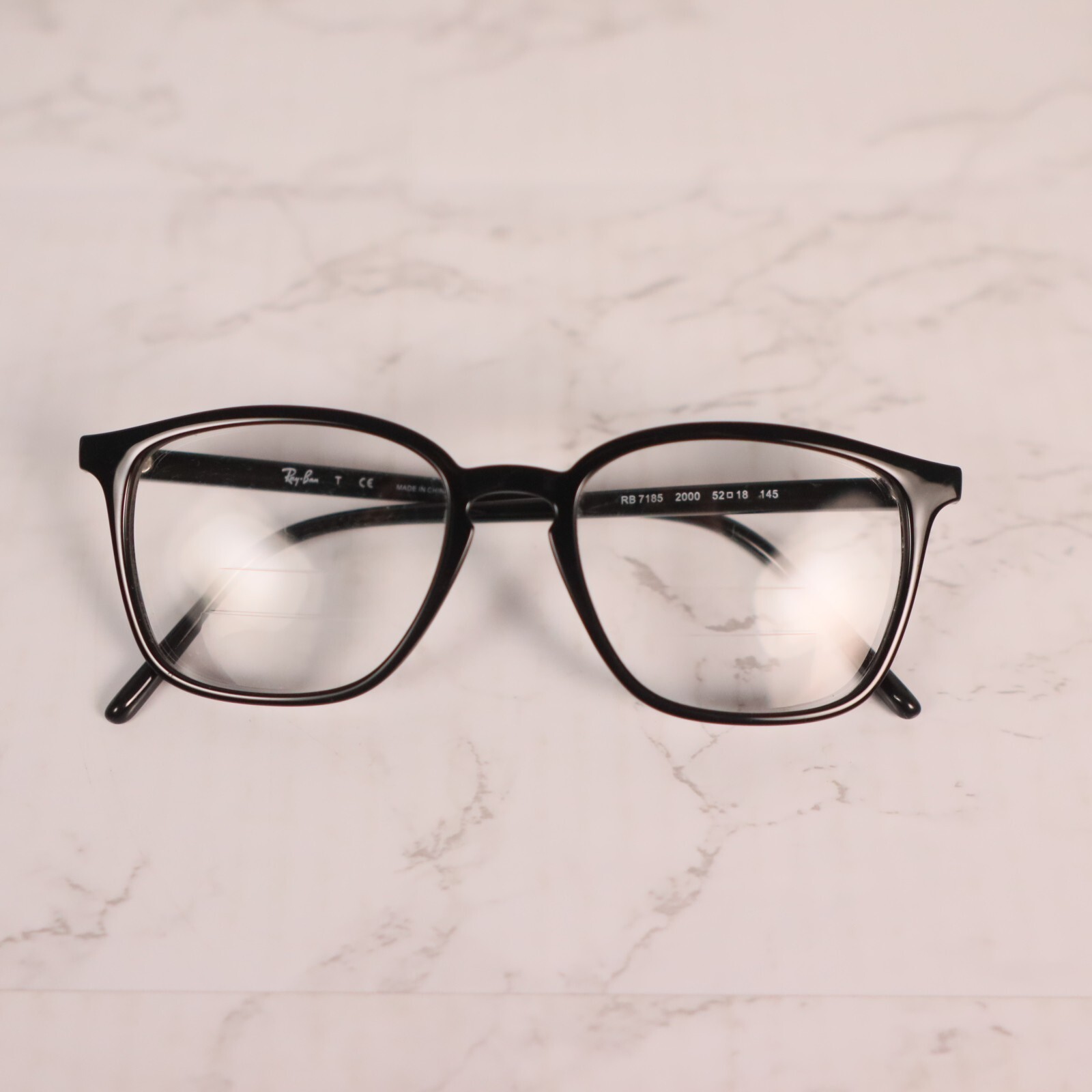 RAY-BAN RB7185 2000 Black Polished Eyeglasses Frame 52-18-145