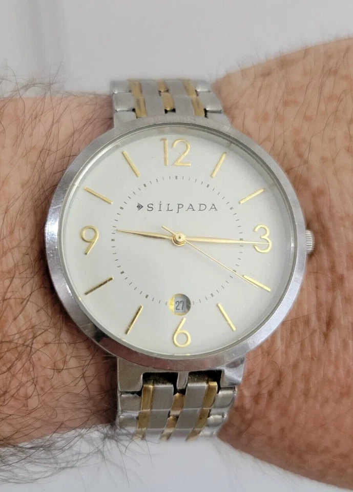 SILPADA Reloj Hombre Acero Inoxidable Dorado 2 Tonos Vestido  Foto 3 de 4