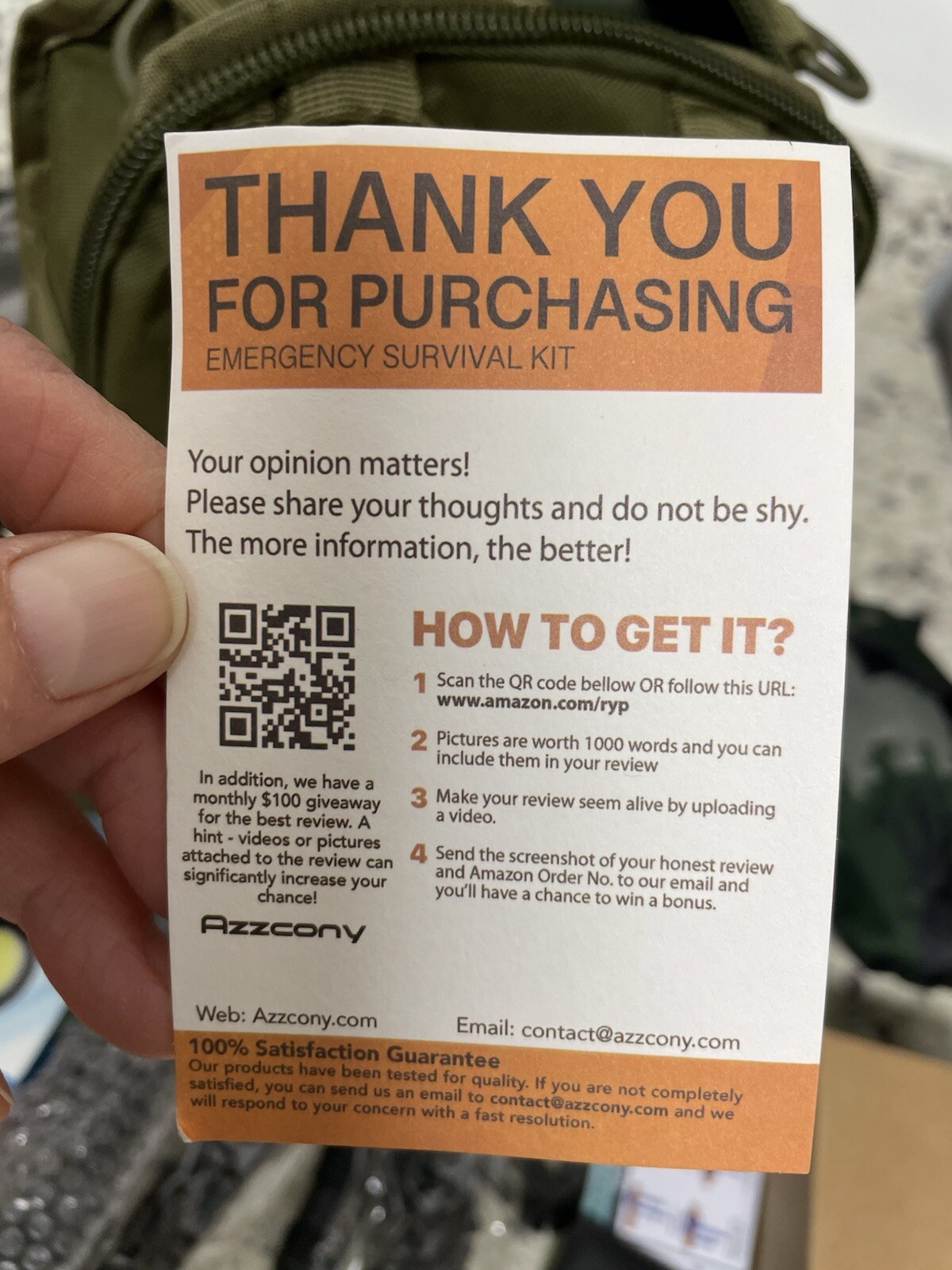 Tactical Bag W/Home Emergency  Azzcony  Survive Kit Supply’s 27 Ps 1 Person New