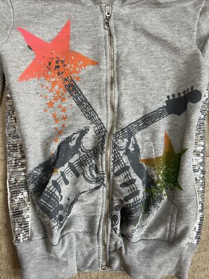 Delias Y2K Vintage XS Hoodie Gray Jacket Full Zip Sequins