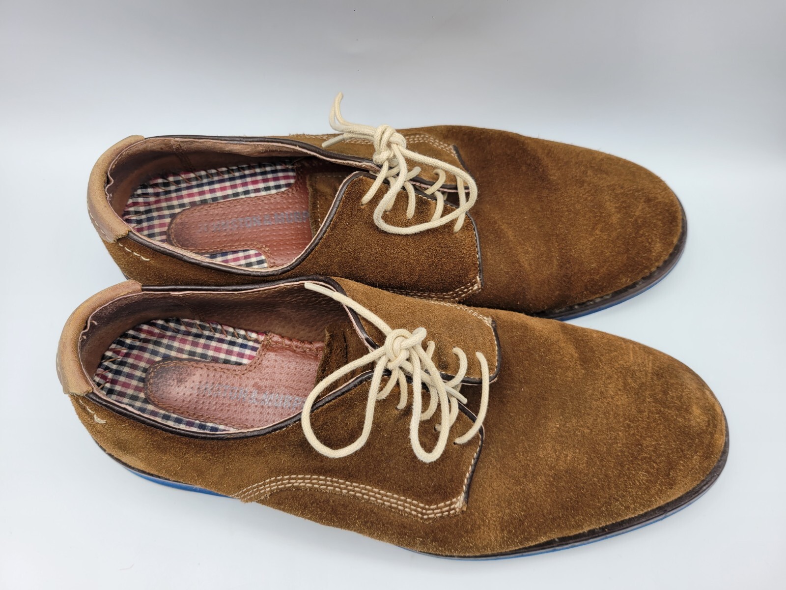 SAOLA Scarpe Johnston & Murphy uomo 8 M scamosciate flex cognac marrone suola blu