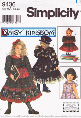 Simplicity 9436- Child's Dress and Doll Dress For 18'' Doll ~ Sizes  3-6