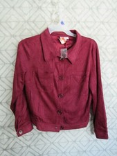 New North Style Jacket Size M Maroon Button Front Collar Pockets Long Sleeve