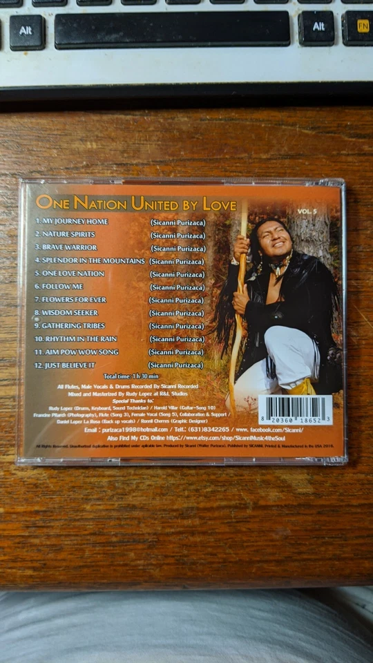 Одна нация, объединенная любовью, Sicanni Purizaca, компакт-диск редкий американский индеец 90 минут A25 - Изображение 2 из 4