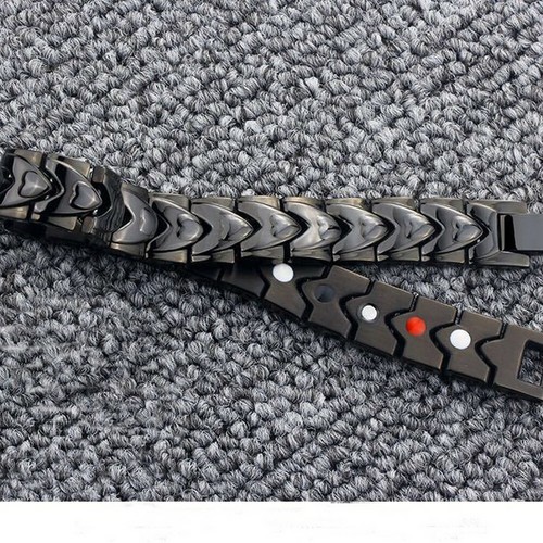 Mens Black Titanium Magnetic Therapy Bracelet Super Strong 4-Elements Bangle - Picture 6 of 11