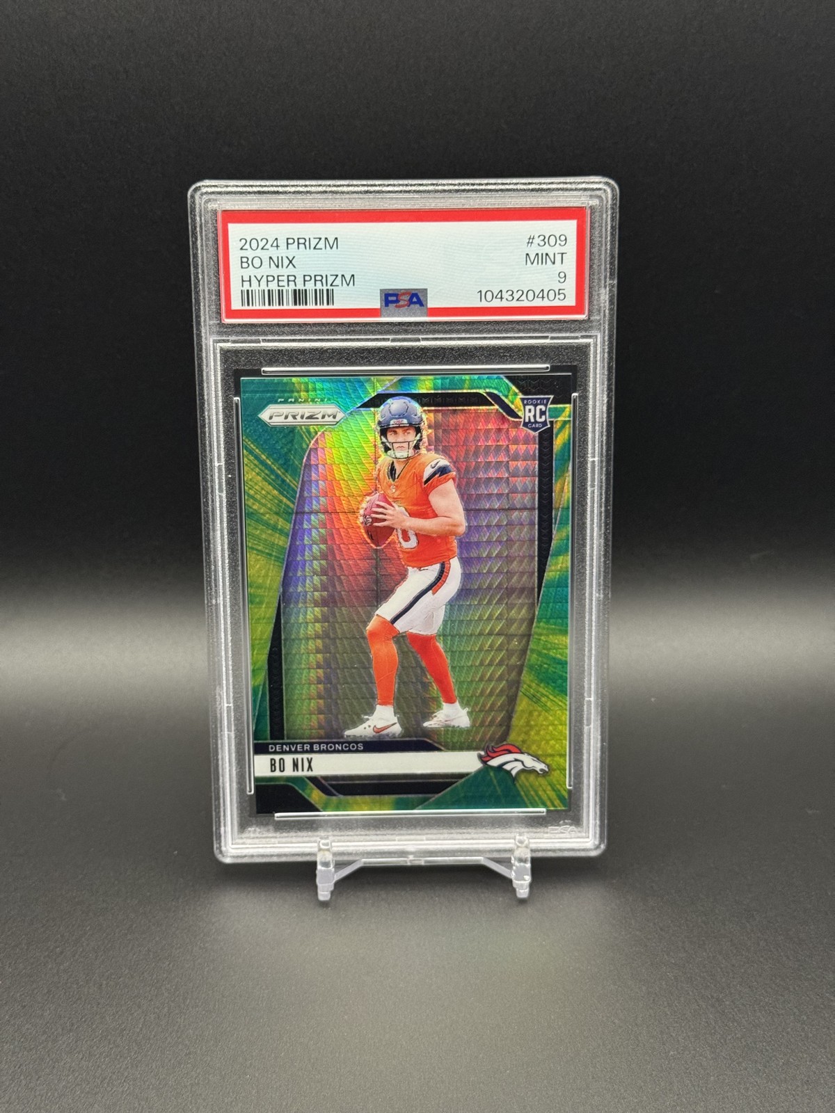 2024 Panini Prizm - Rookies Bo Nix #309 Hyper Prizm /180 (RC) PSA 9