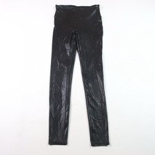 Spanx Women's Size Small Faux Black Leather Leggings Pants Stretch Causal Shiny