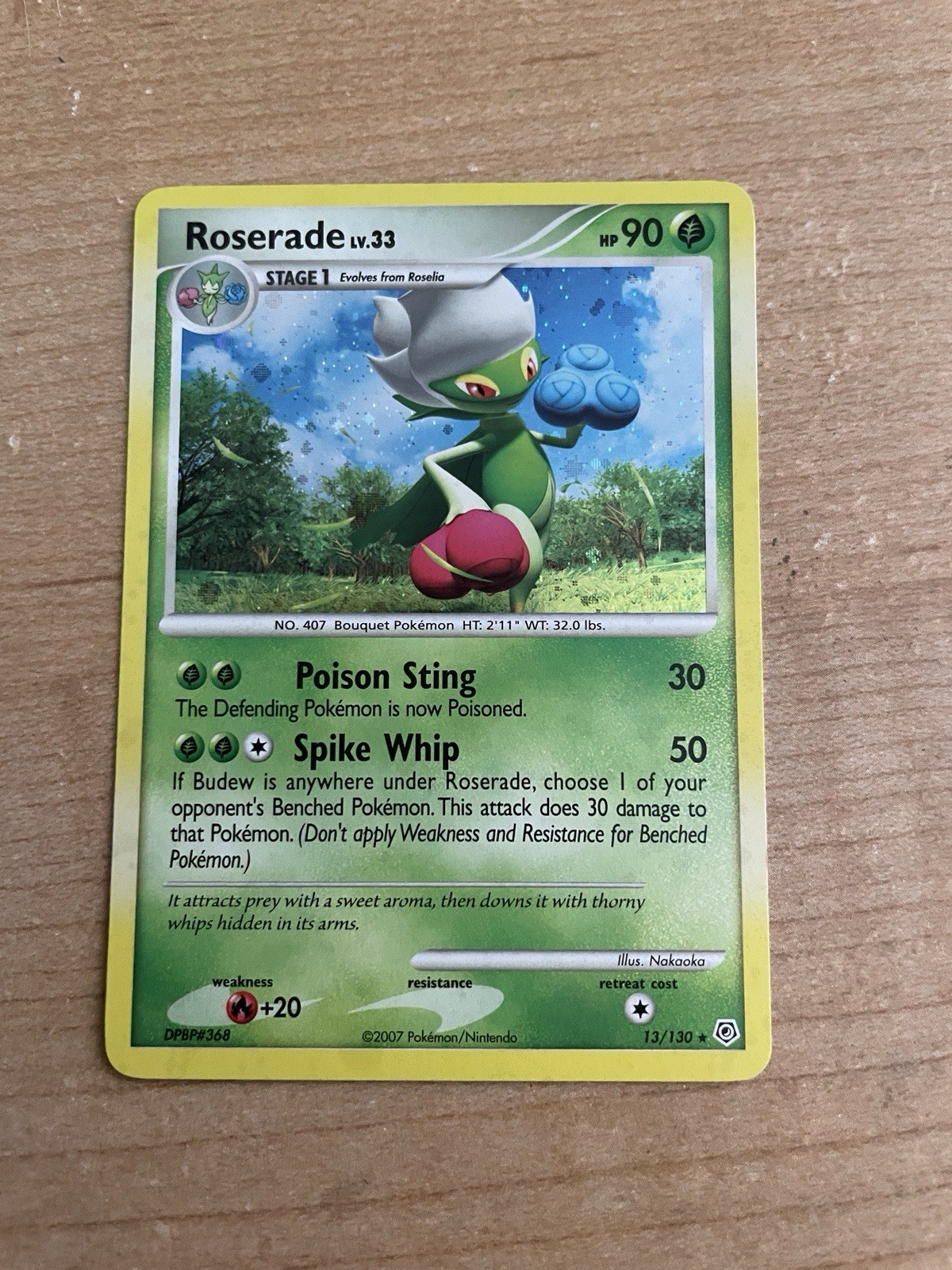 Pokemon Roserade Holo Card 13/130 Diamond and Pearl Base Set