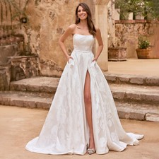 Strapless Wedding Gowns Sleeveless Wedding Dresses With Pockets Bride Gowns