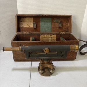 Vintage C. L. Berger & Sons 3980 Level Telescope Surveyors Took With Wooden Box