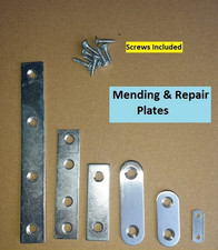 Mending Repair Plates Straight & Flat Fixing Joining Brackets - WITH SCREWS