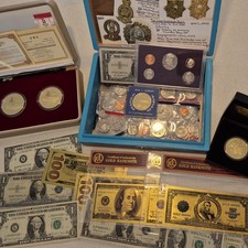 UNKNOWN TREASURE BOX *GOLD BANK NOTES AND OTHER CURRENCY FROM USA