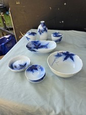 RARE Antique Fukagawa Japan Porcelain 11 Piece Set Maple Berry