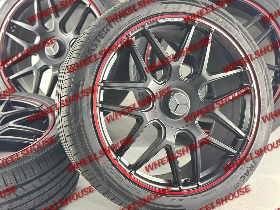 22x10 BRABUS GLOSS BLACK RED WHEELS RIM TIRES MERCEDES G-WAGON G55 G500 G550 G63