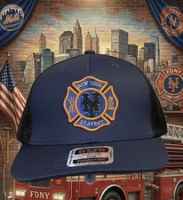New York Bravest FDNY Mets Embroidered Trucker Hat￼