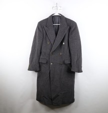 Vtg 80s 90s Rockabilly Mens 42R Wool Cashmere Double Breasted Overcoat Jacket