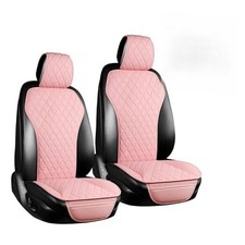 2PCs Front Car Seat Covers, Leather Seat Covers with Steering LEATHER PINK