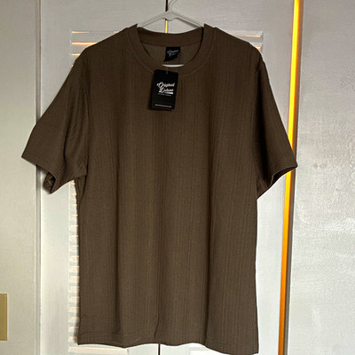 Original Deluxe Men's Knit Crew Neck Short Sleeve T-Shirt Brown L HK82949