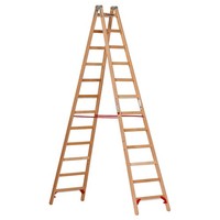 Euroline Holz Sprossenstehleiter 2X12 Sprossen Stehleiter Holzleiter Bockleiter