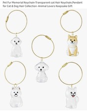 5pc Pet Memorial Keychain Hair Keepsake Memorial Pet Fur Holder