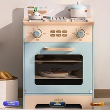ROBUD RB-WCF28 Wooden Kids Oven Play Kitchen Set with Cupcakes, Pizza, Tray