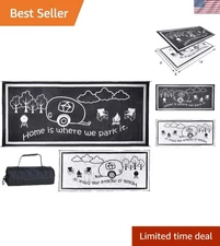 Stylish 8x18 Feet Black and White Outdoor Mat - Perfect for RVs & Patios