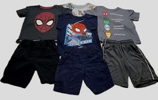 7PC Little Boy Size 5T Marvels Spiderman Short Sleeve T-Shirts Shorts Sweatshirt