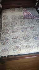 Beautiful Rare Reversible Dresden Plate Antique Quilt 88" x 68"
