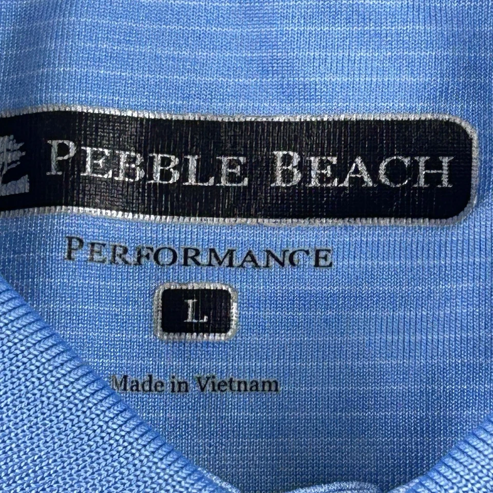 Pebble Beach Performance Golf Mens L Polo Short Sleeve Blue Striped Golf Shirt - Image 3 of 4