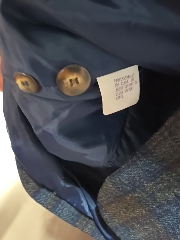 Abrigo chaqueta blazer vintage Eddie Bauer para mujer 100 % lana azul a cuadros talla pequeña Foto 4 de 4