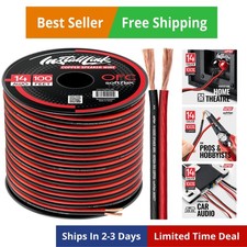 14 AWG Gauge Speaker Wire Cable OFC, 100-Feet, Car or Home Theater