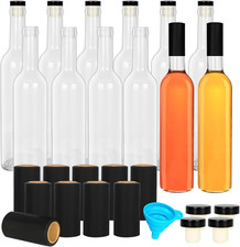 12 Pack 500 Ml/16 Oz Clear Glass Bottles with Cork Lids  Seal Shrink Capsules C
