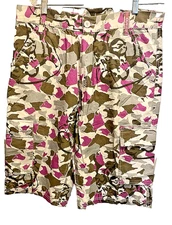 CLH Creating Limitless Heights Mens Cargo Shorts 36X15 Purple Camo Graphic NOS