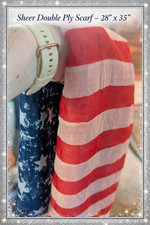 Double-ply Sheer Scarf Vintage Stars, Stripes Style Patriotic