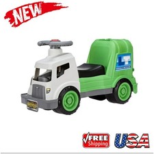 US Dirt Diggers Garbage Truck Scoot Ride On W/ Real Working Horn Trash Bin Kids