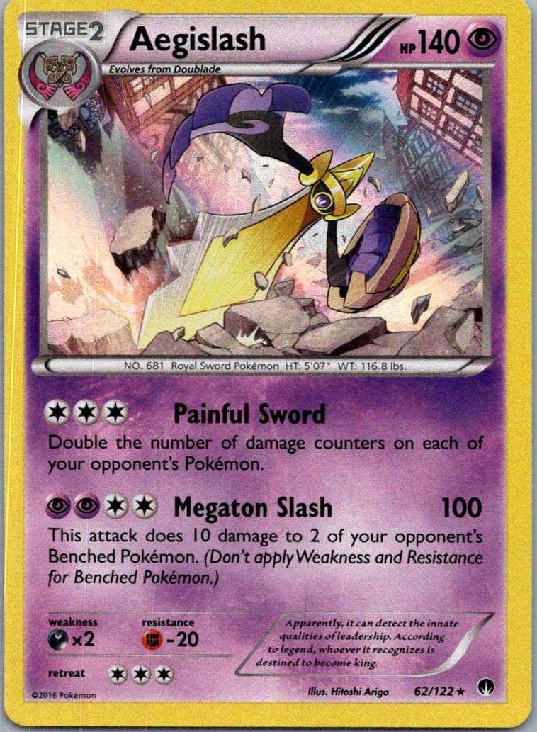 Aegislash 62/122 Holo Rare BREAKpoint Pokemon Lightly Played