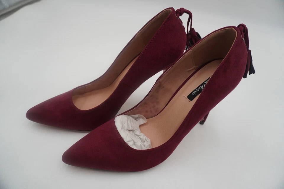 Zapatos de salón Michael Antonio magenta imitación gamuza punta aguja corsé trasero talla 9 Foto 4 de 4