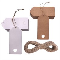 GeschenkanhäNger 100 StüCk Kraftpapier & Weiß Mit Herzloch & 30M Juteschnur