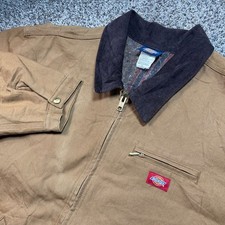 Dickies Duck Canvas Jacket 5XL Brown Blanket Lined Workwear Zip Front Corduroy