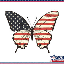 USA Stars and Stripes Vinyl Sticker, Patriotic American Butterfly Decal