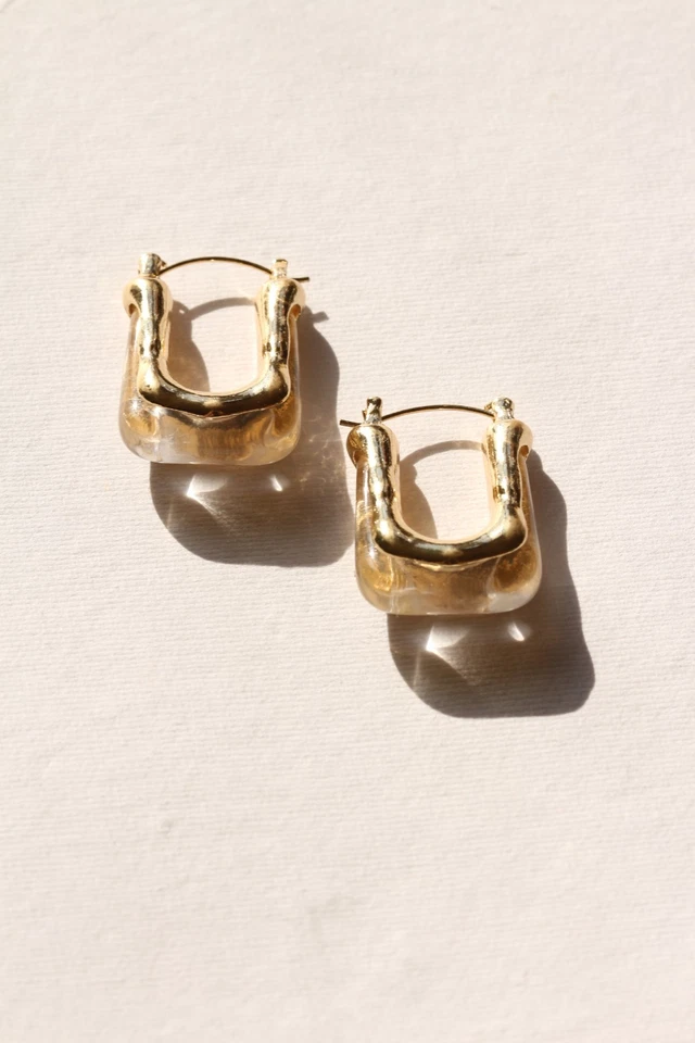 Pendientes de resina blanca impermeables de oro de 18 quilates regalo para mujer Foto 3 de 4