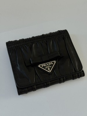 Prada Tessuto Gaufre ! Neu ! Portemonnaie Schwarz Damen