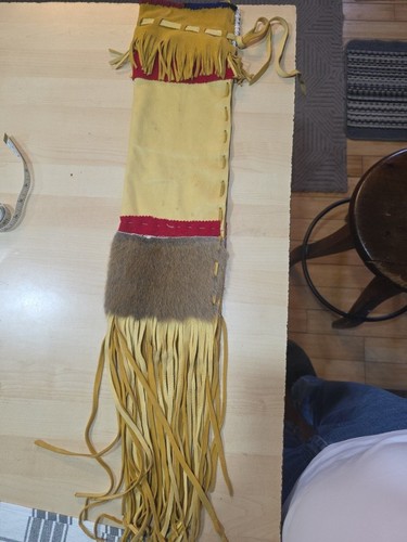 Vintage Native American Cree Beaded Deer Hide Pipe Bag