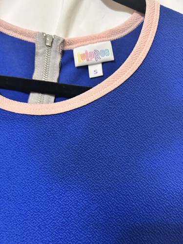 NWT Lularoe Amelia Dress Sz Sm Will Fit Med Link & Blue Fit & Fit Flair Zipper - Picture 3 of 5