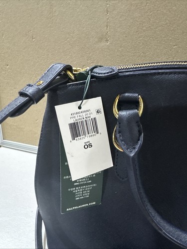 Lauren Ralph Lauren Leather Satchel Blue NWT - Picture 3 of 10