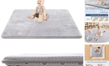 Thick Baby Play Mat for Floor,50 x 50 Playpen Mat,Tummy Time Foam 50"x50" Grey