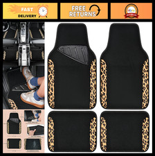 Waterproof Universal Fit Car Floor Mats - Leopard Print Set Of 4 For Suv Vans