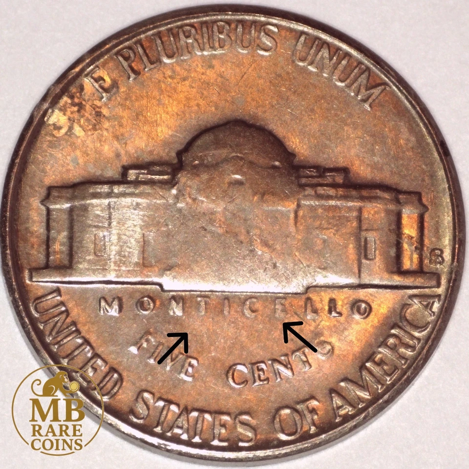 1954 S Jefferson Nickel - Multi Error + 1 Sintered Planchet - Die Pair Error Lot - Image 3 of 4