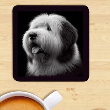 Old English Sheepdog Coaster, Dog Print,  Gift, Present